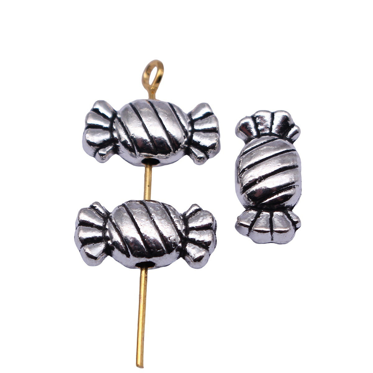 14x6.6x5.4mm 1.6g Antique Silver Tone Zinc Alloy Candy Loose Metal Beads for DIY Bracelet Jewelry