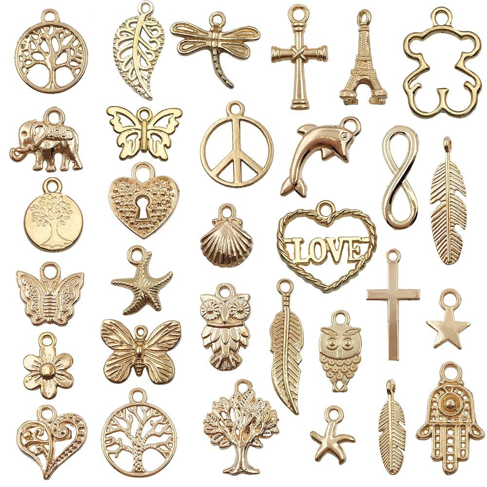 KC Gold Iron Wing Heart Star Cross Charm Pendants for DIY Necklace Bracelet Jewelry