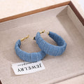 Blue Light Blue and Dark Blue Wrapped Wide Hoop Earrings view 4
