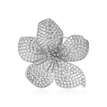 Pavé Five Petal Flower Brooch Decorative Lapel Pin