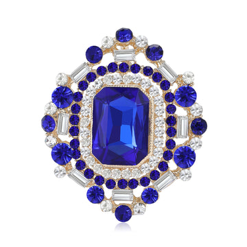 Rectangular Crystal Halo Brooch in Four Colors for Jackets Scarves and Lapels
