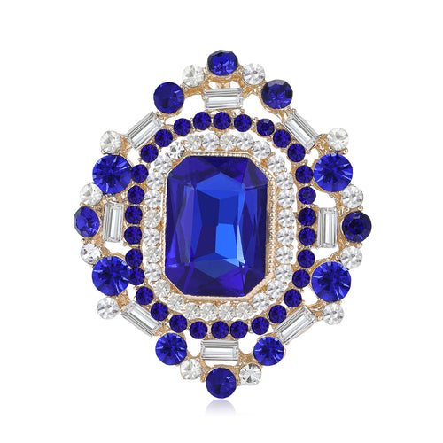 Rectangular Crystal Halo Brooch in Four Colors front group view