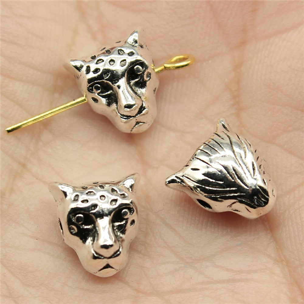 10x8x7mm 1.8g Antique Silver Zinc Alloy Leopard Loose Metal Beads for Bracelet Necklace DIY Jewelry Making