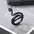 Black Tone Sculpted Snake Adjustable Rings in Eight Designs view 8