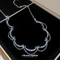 Silver Tone Butterfly and Heart Link Collar Necklace view 2