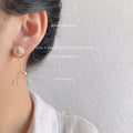 White Rose Gold Tone Branch And Irregular Pearl Long Earrings view 2
