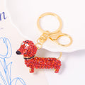 Rhinestone Dachshund Dog Keychain Gold Clasp Five Colors view 2