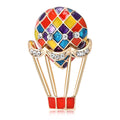 Gold Multicolor Enamel Air Balloon Brooch Rhinestones view 1