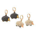 Gold Tone Hedgehog Huggie Drop Earrings in Two Finishes view 5