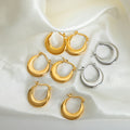 Polished Gold Steel Crescent U-Shape Chunky Hoop Earrings view 3