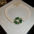 Pearl Crystal Flower Necklace and Earrings in Three Colors view 7