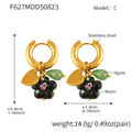 Resin Flower and Strawberry Drop Hoop Earrings with Agate Accents view 8