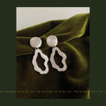 Cream White Irregular Hollow Drop Earrings Pearl Sheen Stud view 3
