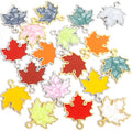 Colorful Maple Leaf Enamel Metal Charms, 18 Colorways view 5