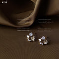 Gold Ginkgo Leaf Circle Stud Earrings Clear Crystal Accents view 6