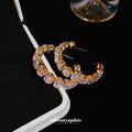 Crystal Hoop Earrings in Five White and Green Designs view 2