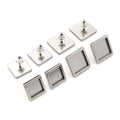 Square Earring Post Bezel Tray Blanks in a Silver Tone view 5