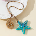 Beaded Starfish And Shell Pendant Necklace On Braided Cord view 4
