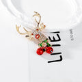 Red Gold Tone Reindeer Metal Brooch Pin for Jackets and Lapels view 4