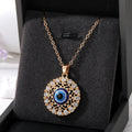 Gold and Silver Tone Round Openwork Evil Eye Pendant Necklaces view 7