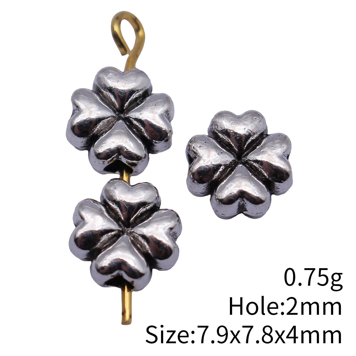 7.9x7.8x4mm 0.75g Multicolor Zinc Alloy Four Leaf Clover Loose Metal Beads for Bracelet Necklace DIY Jewelry