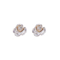 Pearl Look Center Silver Tone Camellia Stud Earrings view 5
