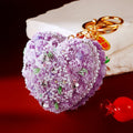 Rose Texture Heart Keychains with Crystal and Pearl Accents view 9