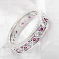 Silver Tone Pink Stone and Scroll Pattern Eternity Band Ring view 1