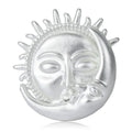 Sun And Moon Face Brooch In Metal With A Sculpted Celestial Face And Radiating Rays view 5