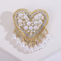 Heart Pearl Rhinestone Brooch Teardrop Tassel Red White Styles view 7