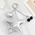 Silver-Tone Crackled Star Bag Charm With Heart And Cherry Keychain view 4