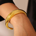 C-Shape Open Cuff Bracelet Polished Gold Or Silver Tone view 3