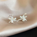 White Crystal Flower Branch Stud Earrings Decorative Jewelry Pair view 6