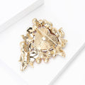 Crystal Heart Floral Brooch With Faceted Crystals And Polished Metal Details view 3
