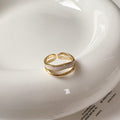 Three Gold Tone Ring Designs With White Inlay And Block Details view 7