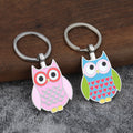 Metal Owl Keychain With Split Ring, Pink And Blue-Green Styles view 1