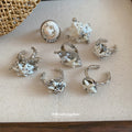 Silver Coastal Shell Starfish Open Rings Seven Beach Styles view 1