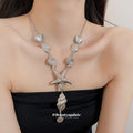 Metal Starfish Shell Necklace Bracelet Earrings Gold Silver view 4
