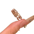 Rose Gold Pearl Heart Double Open Ring Crystal Band view 5
