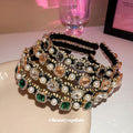 Pearl And Crystal Headband In Four Jewel Tone Colorways view 3