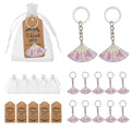 Pink Floral Folding Fan Plastic Charm Metal Keychain view 1
