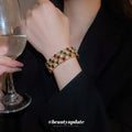 Gold Three Row Multicolor Rhinestone Open Cuff Bracelet view 3
