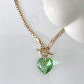 Gold Tone Snake Chain Faceted Heart Toggle Pendant Necklace view 7