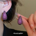 Pavé Teardrop Stud Earrings in Pink and Blue Fashion Jewelry view 4