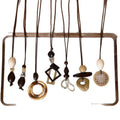 Brown Cord Geometric Pendant Necklaces in Seven Designs view 5