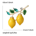 Yellow Double Lemon Branch Brooch With Green Leaves view 5