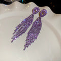 Colorful Rhinestone Fringe Tassel Stud Earrings Fashion Jewelry view 7