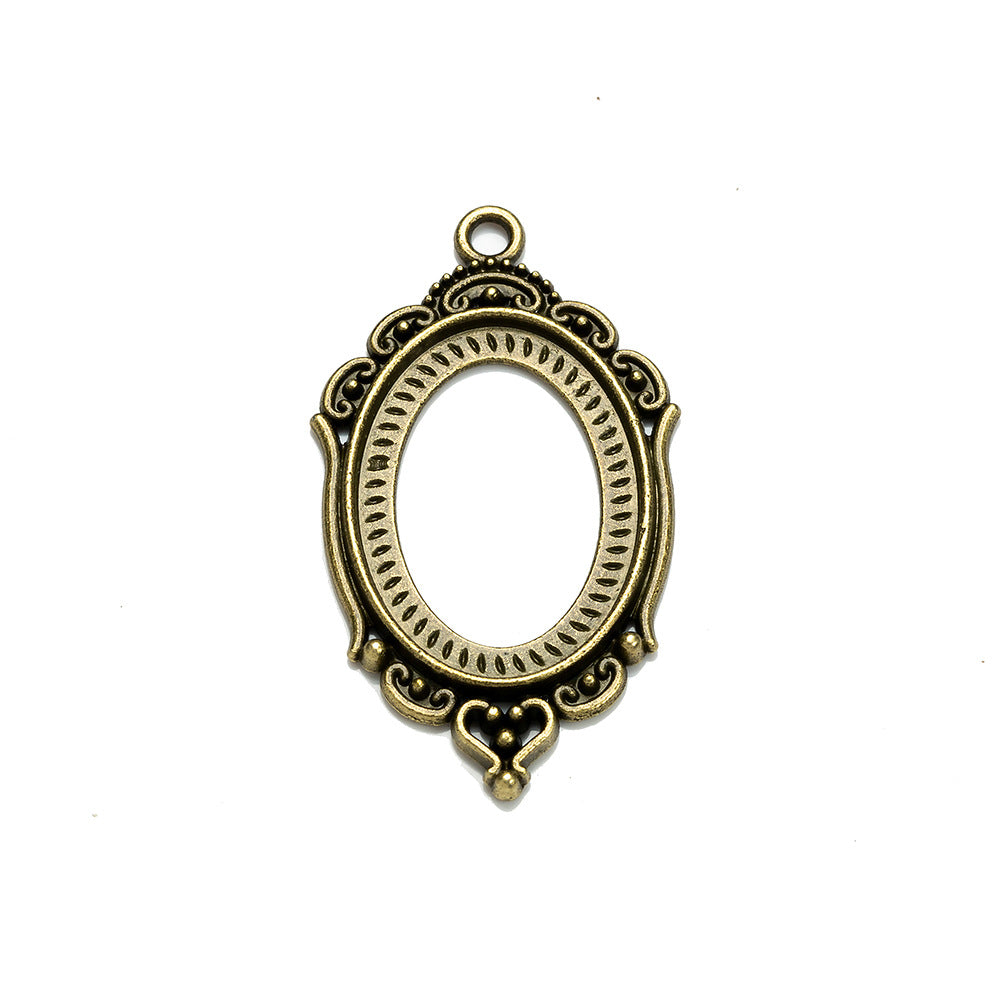 Vintage Oval Cabochon Tray Bezel Setting 18x25mm Alloy Pendant