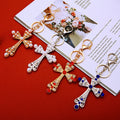 Pearl and Crystal Cross Keychains in Six Pictured Color Finishes view 3