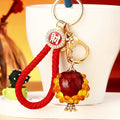 Red and Green Pomegranate Keychains with Fortune Braided and Plain Loop Options view 7